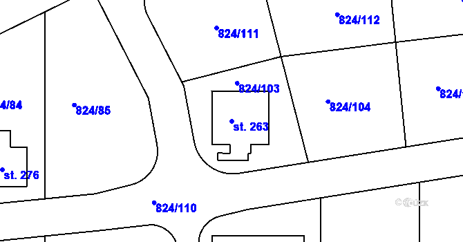 Parcela st. 263 v KÚ Makotřasy, Katastrální mapa