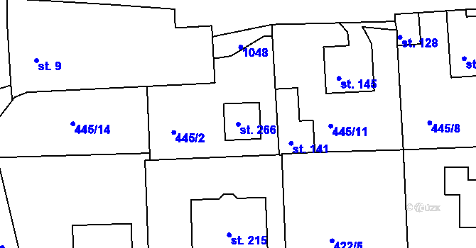 Parcela st. 266 v KÚ Makotřasy, Katastrální mapa