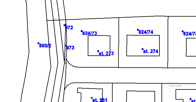 Parcela st. 273 v KÚ Makotřasy, Katastrální mapa