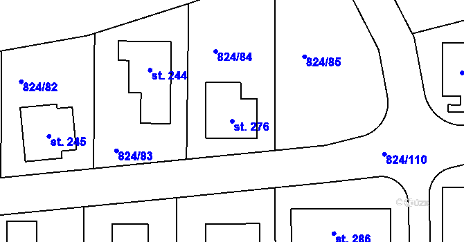 Parcela st. 276 v KÚ Makotřasy, Katastrální mapa