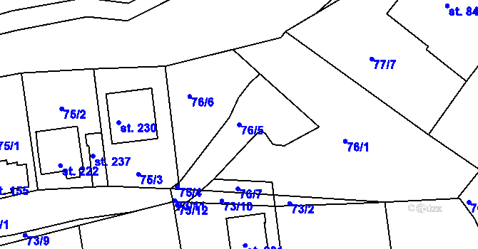 Parcela st. 76/5 v KÚ Makotřasy, Katastrální mapa