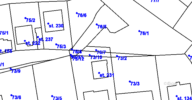 Parcela st. 76/7 v KÚ Makotřasy, Katastrální mapa