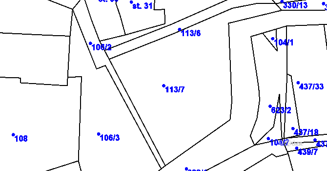 Parcela st. 113/7 v KÚ Makotřasy, Katastrální mapa