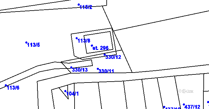 Parcela st. 330/12 v KÚ Makotřasy, Katastrální mapa