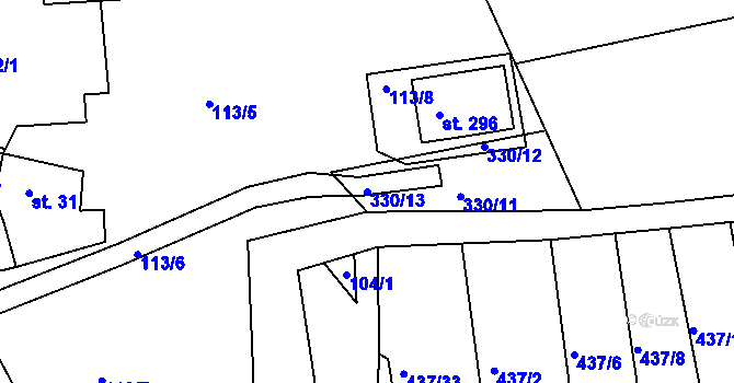 Parcela st. 330/13 v KÚ Makotřasy, Katastrální mapa