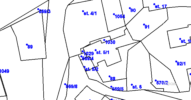 Parcela st. 5/1 v KÚ Makotřasy, Katastrální mapa