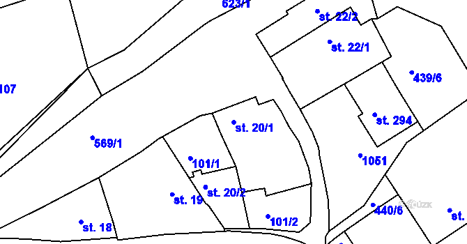 Parcela st. 20/1 v KÚ Makotřasy, Katastrální mapa