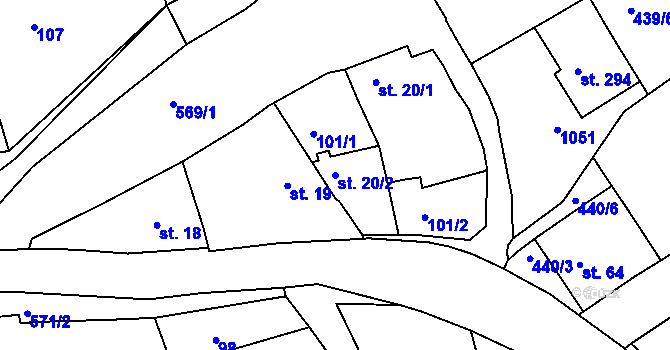 Parcela st. 20/2 v KÚ Makotřasy, Katastrální mapa