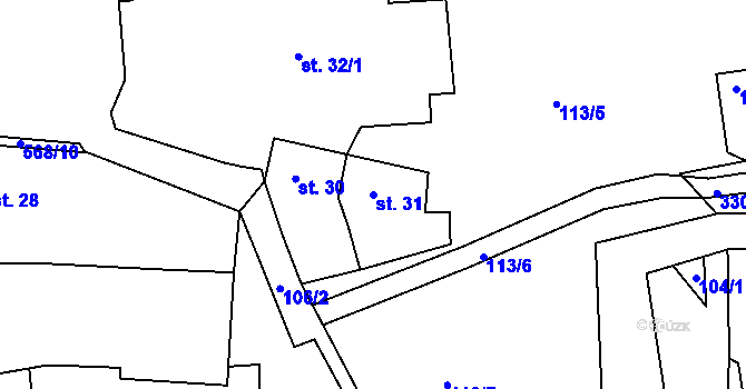 Parcela st. 31 v KÚ Makotřasy, Katastrální mapa