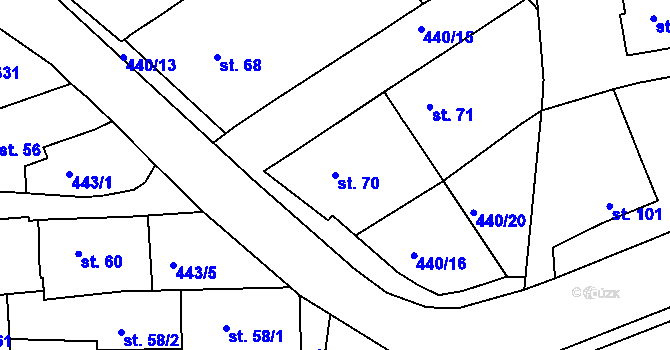 Parcela st. 70 v KÚ Makotřasy, Katastrální mapa