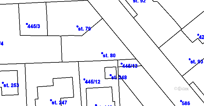 Parcela st. 80 v KÚ Makotřasy, Katastrální mapa