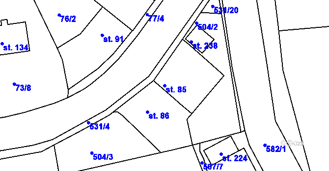 Parcela st. 85 v KÚ Makotřasy, Katastrální mapa