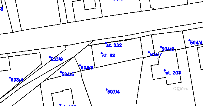 Parcela st. 88 v KÚ Makotřasy, Katastrální mapa