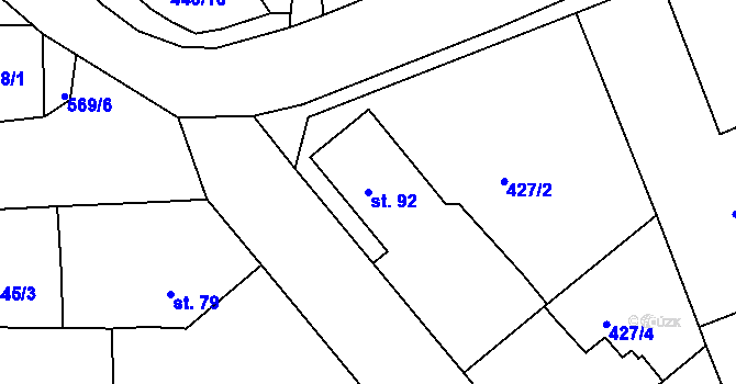 Parcela st. 92 v KÚ Makotřasy, Katastrální mapa