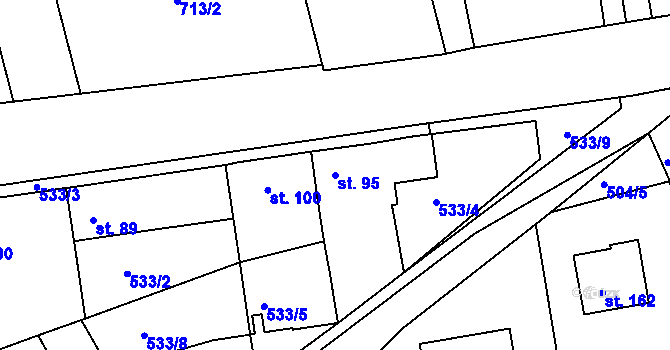 Parcela st. 95 v KÚ Makotřasy, Katastrální mapa