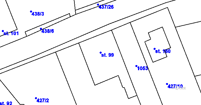 Parcela st. 99 v KÚ Makotřasy, Katastrální mapa