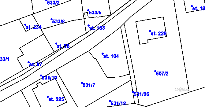 Parcela st. 104 v KÚ Makotřasy, Katastrální mapa