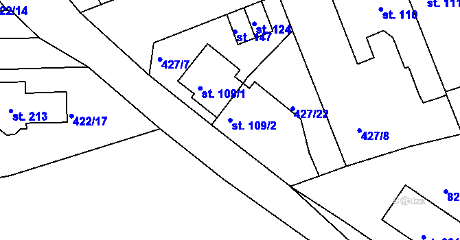 Parcela st. 109/2 v KÚ Makotřasy, Katastrální mapa