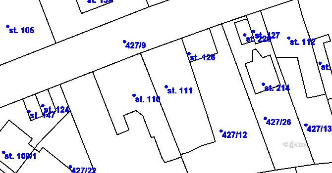 Parcela st. 111 v KÚ Makotřasy, Katastrální mapa