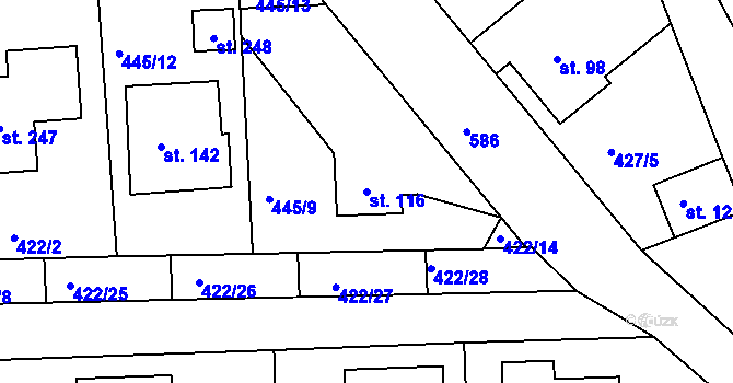 Parcela st. 116 v KÚ Makotřasy, Katastrální mapa