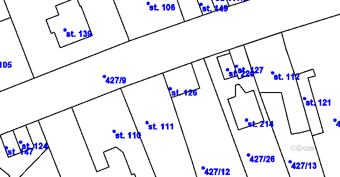 Parcela st. 126 v KÚ Makotřasy, Katastrální mapa