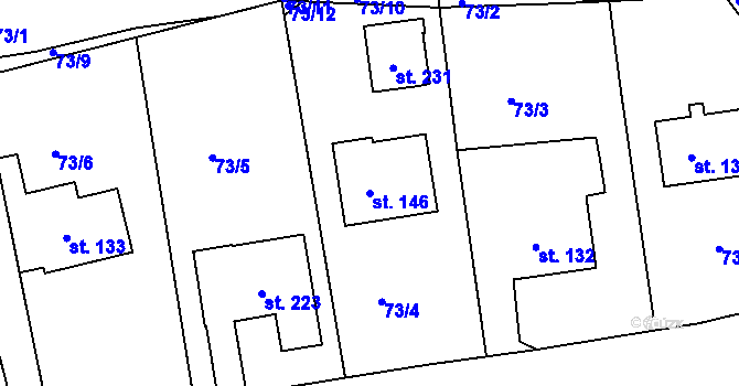 Parcela st. 146 v KÚ Makotřasy, Katastrální mapa