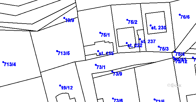 Parcela st. 155 v KÚ Makotřasy, Katastrální mapa