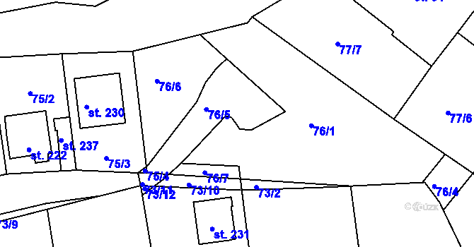 Parcela st. 76/1 v KÚ Makotřasy, Katastrální mapa