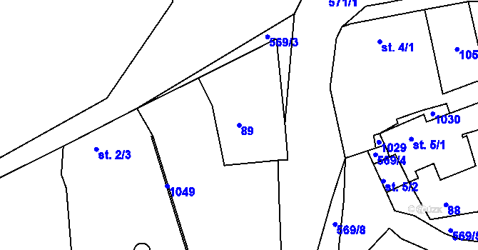 Parcela st. 89 v KÚ Makotřasy, Katastrální mapa