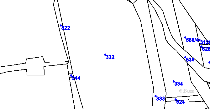 Parcela st. 332 v KÚ Makotřasy, Katastrální mapa
