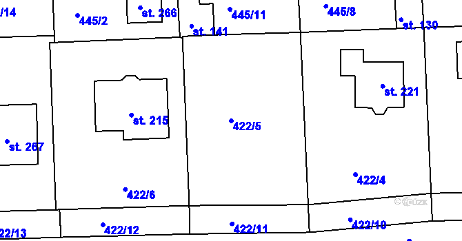 Parcela st. 422/5 v KÚ Makotřasy, Katastrální mapa