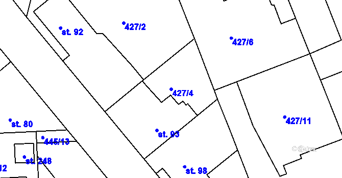 Parcela st. 427/4 v KÚ Makotřasy, Katastrální mapa