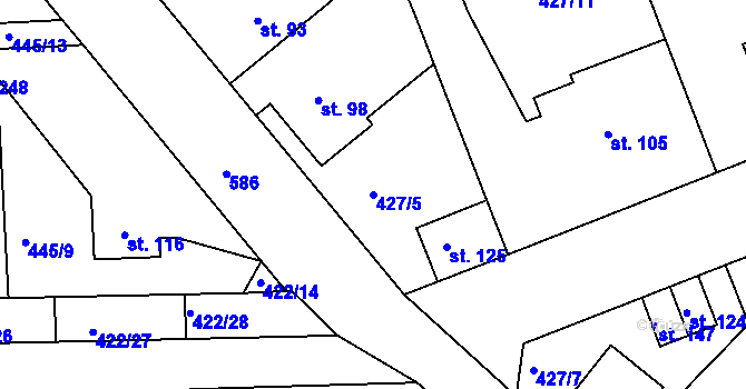 Parcela st. 427/5 v KÚ Makotřasy, Katastrální mapa