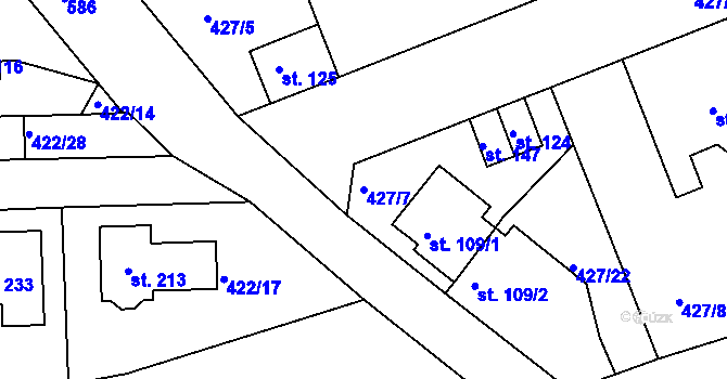 Parcela st. 427/7 v KÚ Makotřasy, Katastrální mapa
