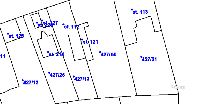 Parcela st. 427/14 v KÚ Makotřasy, Katastrální mapa