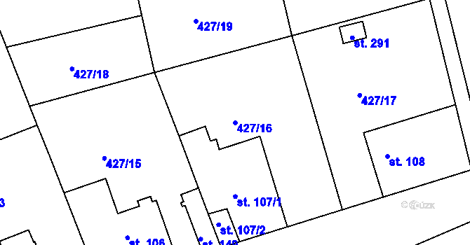 Parcela st. 427/16 v KÚ Makotřasy, Katastrální mapa