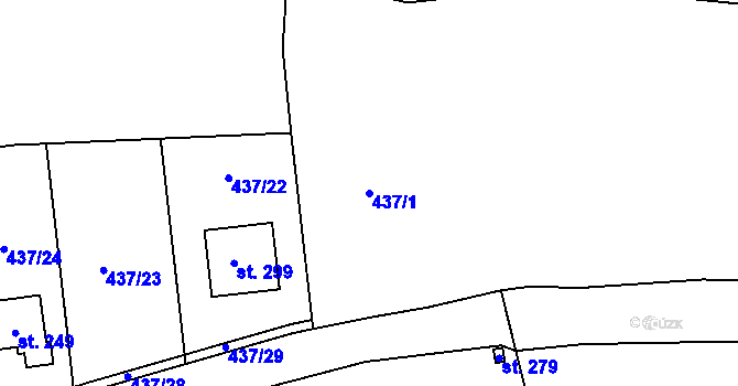 Parcela st. 437/1 v KÚ Makotřasy, Katastrální mapa
