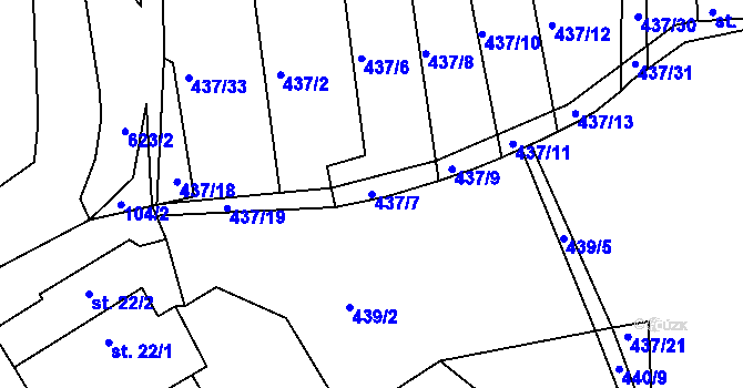 Parcela st. 437/7 v KÚ Makotřasy, Katastrální mapa