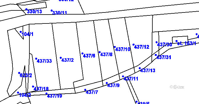 Parcela st. 437/8 v KÚ Makotřasy, Katastrální mapa