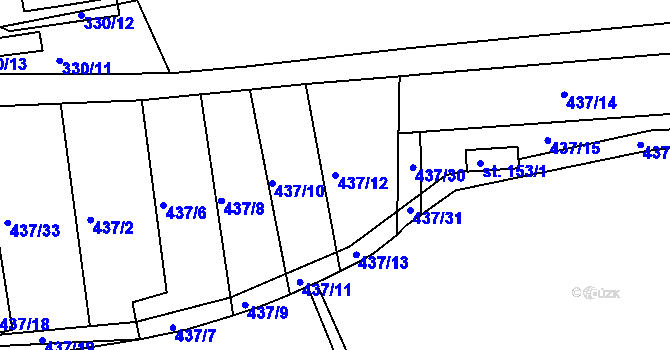 Parcela st. 437/12 v KÚ Makotřasy, Katastrální mapa