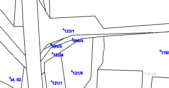 Parcela st. 122/3 v KÚ Makotřasy, Katastrální mapa