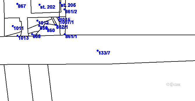 Parcela st. 133/7 v KÚ Makotřasy, Katastrální mapa