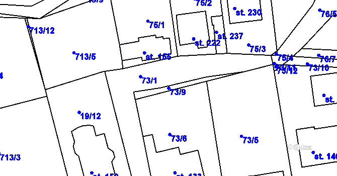 Parcela st. 73/9 v KÚ Makotřasy, Katastrální mapa