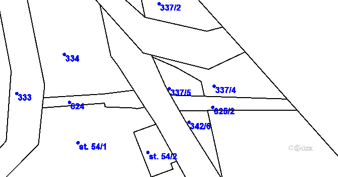 Parcela st. 337/5 v KÚ Makotřasy, Katastrální mapa