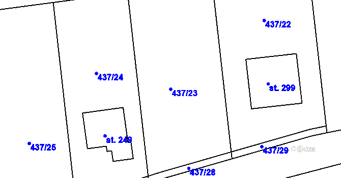 Parcela st. 437/23 v KÚ Makotřasy, Katastrální mapa