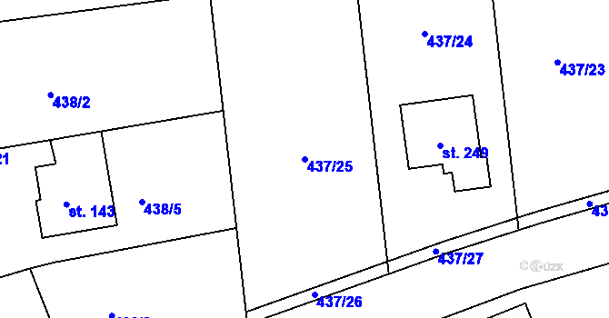 Parcela st. 437/25 v KÚ Makotřasy, Katastrální mapa