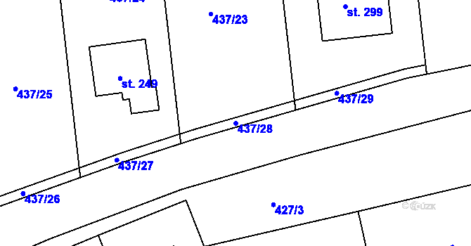 Parcela st. 437/28 v KÚ Makotřasy, Katastrální mapa