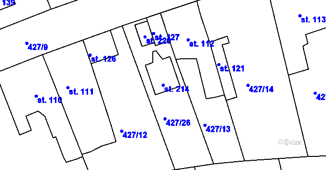 Parcela st. 214 v KÚ Makotřasy, Katastrální mapa