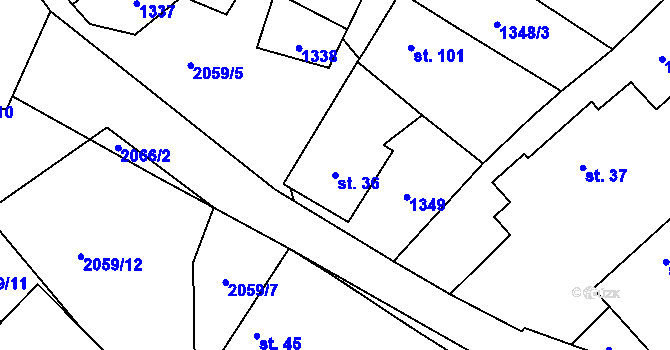 Parcela st. 36 v KÚ Makov u Jistebnice, Katastrální mapa