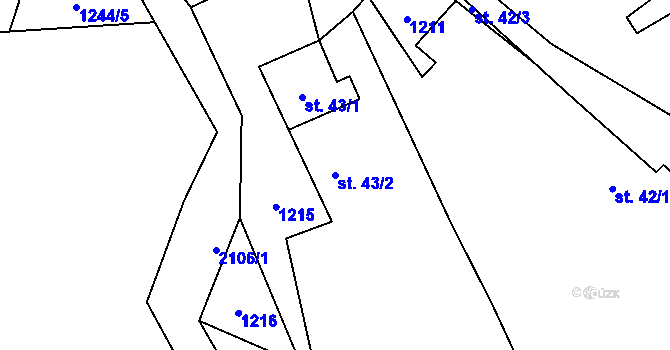 Parcela st. 43/2 v KÚ Makov u Jistebnice, Katastrální mapa